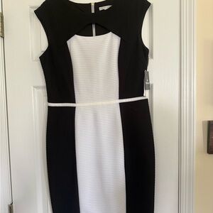 NWT - Sandra Darren Black and White Sheath Midi Dress